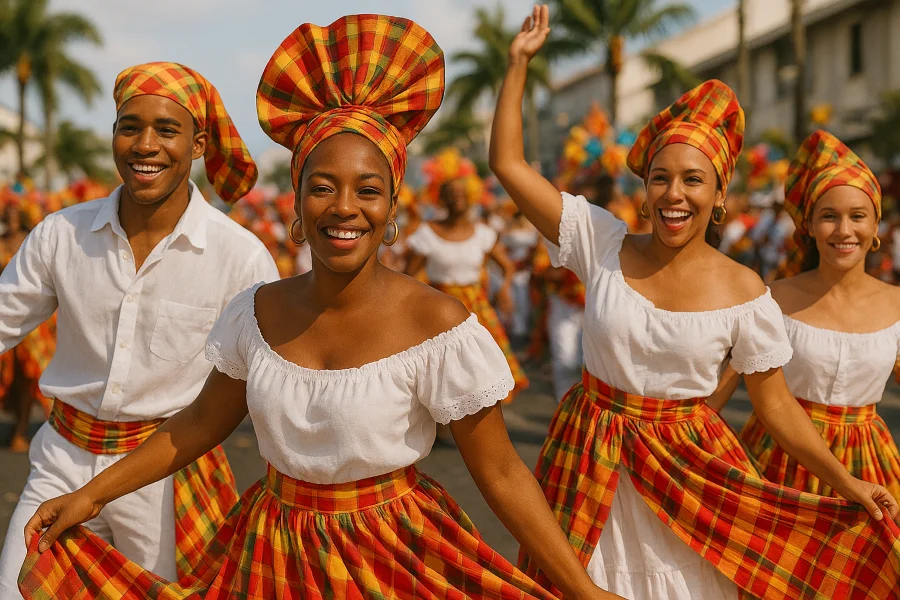 Groupe de personnes joviales en costume de carnaval