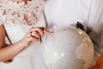 Couple organisant un voyage de noces